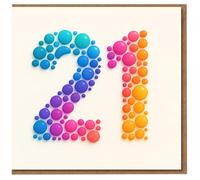 21st Birthday Card - Colourful Gradient Dot Number Design - Modern Minimal Milestone Card for Anyone Turning Twenty-One