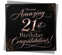 21st Birthday Card for Her or Him - On Your Amazing 21st Birthday Congratulations Card, Elegant Rose Gold Style