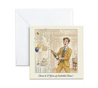 21st Birthday Card For Him, 'Cheers to 21 Years of Controlled Chaos!' Funny Champagne and Cake Design. Happy Birthday Greeting Card For Son Brother Friend, 13x13cm, Blank Inside & Envelope Included