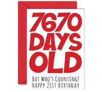 21st Birthday Card for Men Women Him Her - 7670 Days Old - Funny Adult Happy Birthday Card for Brother Sister Son Daughter Cousin, A5 Humour Joke Greeting Cards