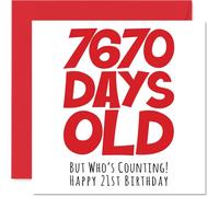 21st Birthday Card for Women and Men Her or Him, 7670 Days Old