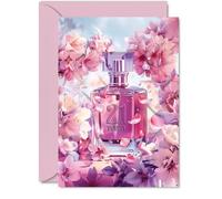 21st Birthday Card for Women - Fabulous Floral Perfume Bottle - Happy Birthday Cards for 21 Year Old Woman, 5x7 Inch Female Bday Greeting Cards