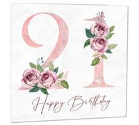 21st Birthday Card for Women - Floral 21st Birthday Cards for 21 year old woman twenty one, twenty first Ladies Mum Sister Aunt Niece Daughter