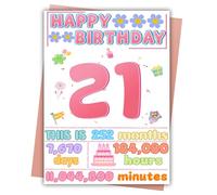21st Birthday Card, Happy Birthday Decorations for Her, 21 Year Old Ideal Bday Gift for Daughter, Amazing Gift for Granddaughter