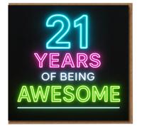 21st Birthday Card - Neon '21 Years of Being Awesome' - Fun Bright Typography - For Him Her Friend Son Daughter - A5 Greeting Card with Envelope