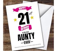 21st Birthday Card Personalised The Best Aunty Ever | Custom Card Personalised Cards, For Aunty, For Her, Milestone Birthdays, Birthday, 21st