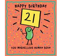 21st Birthday Card Twenty One Human Bean - Fun Bright Design Greeting Card