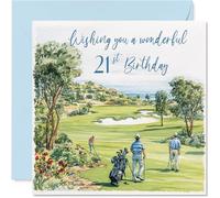 21st Birthday Cards for Men - Golf Celebration - Happy Birthday Card for 21 Year Old Man Friend Brother Grandson Cousin, 145mm Bday Greeting Cards