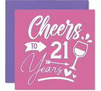 21st Birthday Cards for Women - Cheers - Happy Birthday Card for 21 Year Old Woman Niece Colleague Auntie Cousin, 145mm Bday Greeting Cards