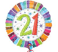 amscan 1606801 21st Birthday Color Blast Standard Foil Balloons S40-1 Pc, Multicolor, 18"