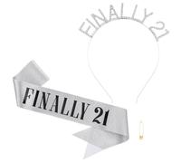 21st Birthday Crown and Sash Set for Women, Ymapinc Finally 21 Glitter Party Decorations Kit with Headband - Elegant Gifts, Favors, Celebration Accessories
