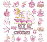 21st Birthday Cruise Door Magnets Decorations, Rose Gold Happy 21st Birthday Cruise Ship Door Decor Magnetic for 21st Women Men Anniversary Party Supplies Favors Door Refrigerator Fridge Car Kitchen