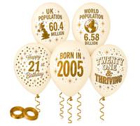 21st Birthday Decorations, 30 Pack, 12 Inch Birthday Balloons, Cream Gold | For family and friends arranging a 21st birthday, use the themed display around a cake table, backdrop or photo area.