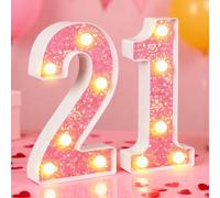 21st Birthday Decorations LED Light Up Numbers, Pink Marquee Lights Number 21 Sign for Girls Birthday Party Anniversary Home Decor