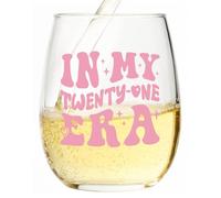 21st Birthday Gift for Her - 21st Birthday Gifts for Men, in My Twenty-One Era Wine Glass, Scratch Resistant Stemless Water Glass for Schoolmate, Sister & Best Friend