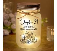 21st Birthday Gift for Her, Chapter 21 Mason Jar Night Light, 21 Year Old Female Bday Gifts Idea for Woman, 2005 21st Birthday Decorations for Women, Daughter, Her, Friend, Sister, Happy Bday Gifts