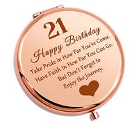 21st Birthday Gift for Her Inspirational Gift for Daughter Sister Niece Best Friend Granddaughter 21st Birthday Girls Travel Compact Makeup Mirror 21 Years Old Compact Mirror for Her from Mom Dad
