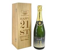 21st Birthday Gift For Him or Her Personalised 75 ottle of Champagne Presented in an engraved Wooden Box [CHAM002]