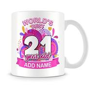 21st Birthday Gift for Women - Personalised Mug/Cup - Add Name - Worlds Best Design - Pink