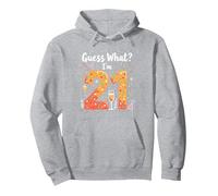21st Birthday Gift - Guess What? I'm 21 Celebration Pullover Hoodie, Adult Unisex, Heather Grey, L