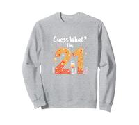 21st Birthday Gift - Guess What? I'm 21 Celebration Sweatshirt, Adult Unisex, Heather Grey, L
