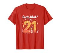 21st Birthday Gift - Guess What? I'm 21 Celebration T-Shirt, Men, Red, 3XL