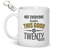 21st Birthday Gift Mug & Key Ring for Men Women 21 Coffee Mug Keepsake