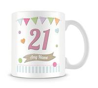 21st Birthday Gift- Personalised Mug/Cup - Add Name - Birthday Shabby Chic Design
