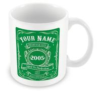 21st Birthday Gift - Vintage 2005 Personalised Mug/Cup (add Name, Year) - Green