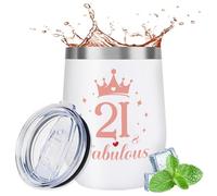 21st Birthday Gifts for Her - 21st Birthday Gifts 12 oz Stainless Steel Wine Tumbler, Personalised 21 Year Old Girl Ideas Present Keepsake for Best Friend, Sister, Daughter