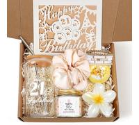 21st Birthday Gifts for Her, Unique 21 Year Old Birthday Gifts for Women, 21 Bday Decorations for Her, Gift for 21st Bday Woman w/ 16oz Coffee Cup, Candle, Bracelet, Hair Clip, Card, 7PCS