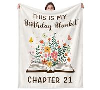21st Birthday Gifts for Him Her, Chapter 21 Floral Book Flannel Throw Decorations for 21 Year Old Girls Boys Daughter Son, Unique Gift Ideas for 21st Birthday Female Male Friends