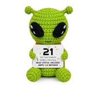 21st Birthday Gifts for Him Her, Handmade Crochet Alien with 21st Bday Card | Unique Adult 21 Years Old Celebration Gift for Women Men Son Daughter Friend Brother Sister Female Male