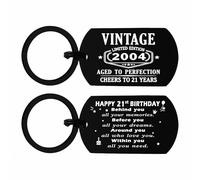 21st Birthday Gifts for Him Her, Vintage 2004 Cheers to 21 Years Keyring, Turning 21 Birthday Party Decoration
