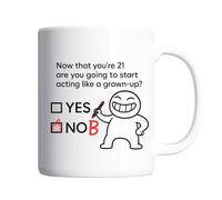 21st Birthday Gifts for Men, Women - Birthday Gift “Are You Going to Start Acting Like a Grown-Up?” - Joke Novelty Gift, Funny 21st Birthday Mug for Him, Her, Son, Daughter, Friend, or Sibling
