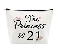 21st Birthday Gifts for Women Best Friend Daughter Funny 21 Year Old Birthday Gift for Her The Princess is 21 Cute Makeup Bag Celebrate Turning Twenty One