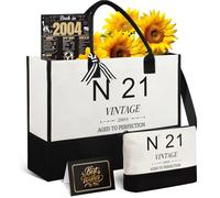 21st Birthday Gifts for Women Canvas Tote Bag, Personalized 21 Years Old Gifts for Wife Mom Sister Her, Vintage N°21 Travel Tote Bag & Cosmetic Bag & Back in 2004 Poster