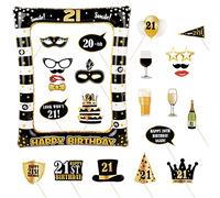 21st Birthday Party Inflatable Frame and Photo Booth Props for Her Him Birthday Gold Black Decorations Family Fun Holiday Party Supplies