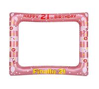 21st Birthday Photo Booth Props,Rose Gold Inflatable Selfie Frame Picture Frame,Giant Inflatable Party Photo Booth Frame 21st Birthday Decorations for Girls Party Decor Supplies Womens Favor Gift