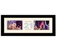 21st Birthday Photo Frame Twenty First Gift Takes Two 6”x4” Landscape Photos 1221A (Black Finish Frame Cream Mount Grey Inside)
