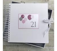 21ST Birthday. Special Occasion. Card & Memory Book. Pink Balloons Design. Hand Finished by WHITE COTTON CARDS (BALP21C)