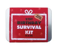 21st Birthday Survival Kit Tin - Fun Novelty Compact Pocket Gift for him or her. 16th 18th 30th 40th 60th 70th 80th Present Gift Set for Men, Women, Friends (21st Birthday Survival Tin)