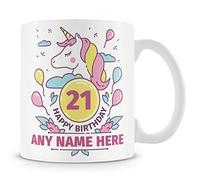 21st Birthday Unicorn Gift for Women - Personalised Mug/Cup - Add Name - Unicorns Birthday Design