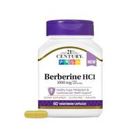 21st Century Berberine HCl 1000 mg Per Serving, (60 Count), Helps Support Healthy Sugar Metabolism & Cardiovascular Health, Vegan, Non-GMO, Gluten Free, Berberine Supplement, 30 Servings