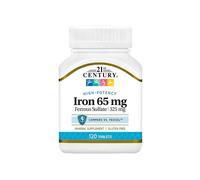 21St Century Iron 65 Mg Ferrous Sulfate 325 Mg Tablets, Essential Mineral, Helps Production Of Red Blood Cells, 120 Tablets, Dietary Supplement