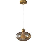 21st Century Nordic Minimalist Vintage Amber Glass Globe Black Smoke Grey Blown Ceiling Pendant Lamp for Kitchen Island, Dining Room & Restaurant