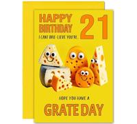 21st Cheesy Birthday Card - Large A5 Size - Cheese Funny Birthday Card for 21 Year old twenty one, twenty first