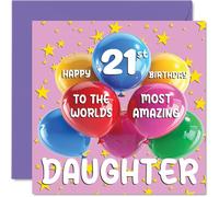 21st Daughter Birthday Card - World's Most Amazing Daughter - Happy 21st Birthday Card from Mum Dad, 145mm Age 21 Greeting Cards