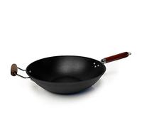 21st & Main Light Weight Cast Iron Wok, Stir Fry Pan, Wooden Handle, 14 Inch, Chef’s pan, pre-Seasoned nonstick, Commercial and Household, for Chinese Japanese and Others Cooking