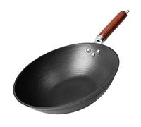 21st & Main Wok, Stir Fry Pan, Wooden Handle, 11 Inch, Lightweight Cast Iron, Chef’s pan, pre-Seasoned nonstick, for Chinese Japanese and Other Cooking